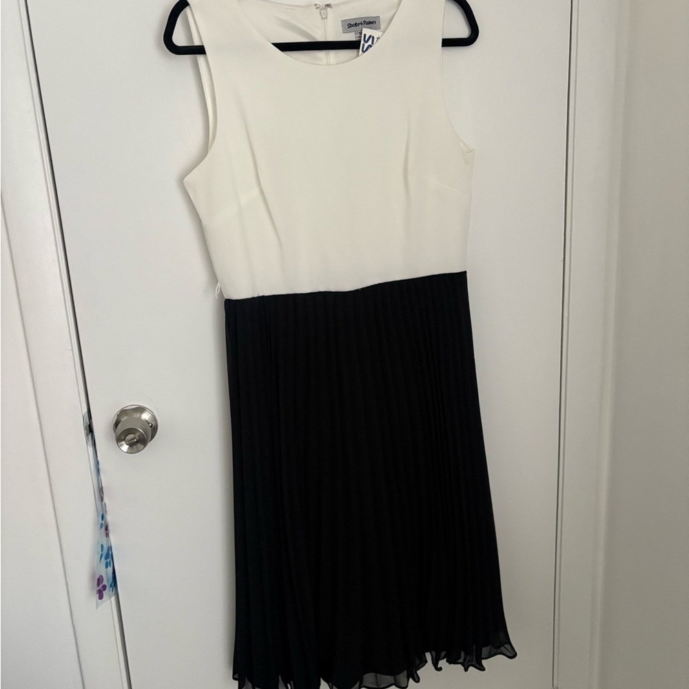 White and Black Sleeveless Sheath Dress - Shelby and Palmer